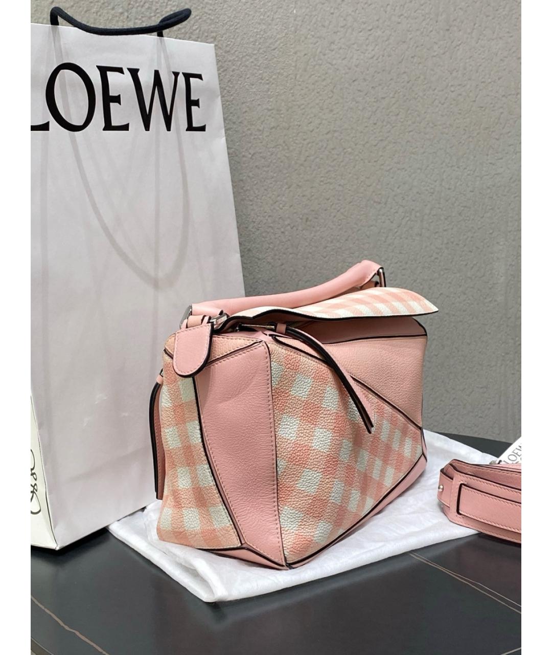 LOEWE Розовая кожаная сумка с короткими ручками, фото 4