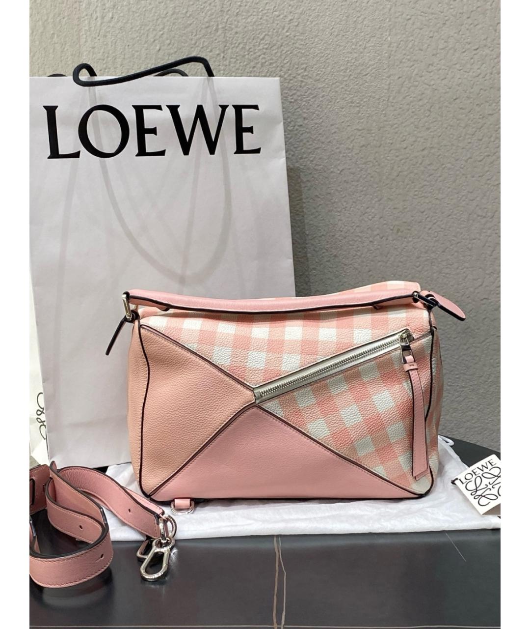 LOEWE Розовая кожаная сумка с короткими ручками, фото 3