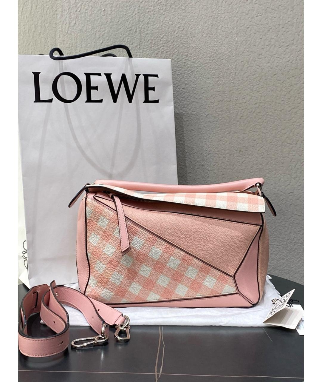LOEWE Розовая кожаная сумка с короткими ручками, фото 10