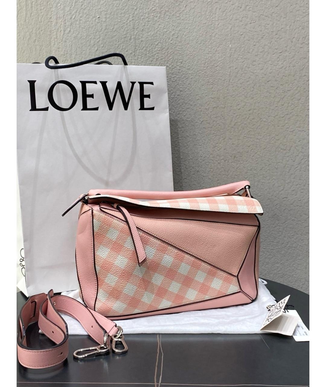 LOEWE Розовая кожаная сумка с короткими ручками, фото 2