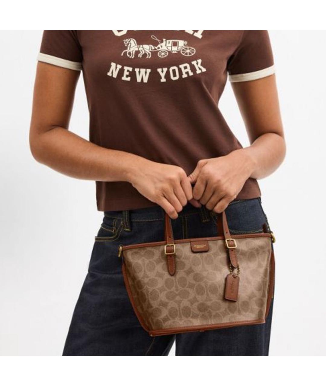 COACH Коричневая сумка тоут, фото 5