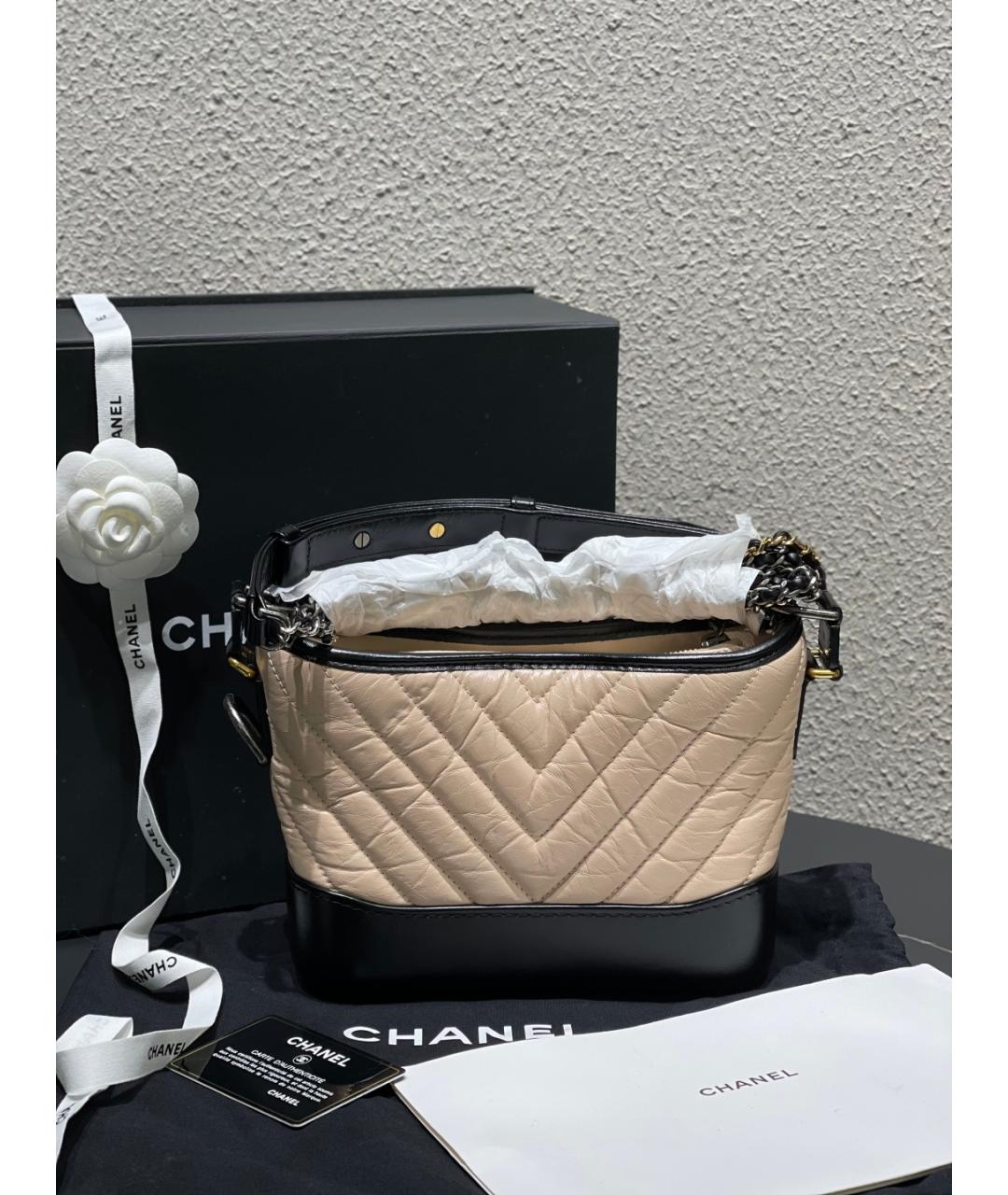 CHANEL Бежевая кожаная сумка через плечо, фото 5
