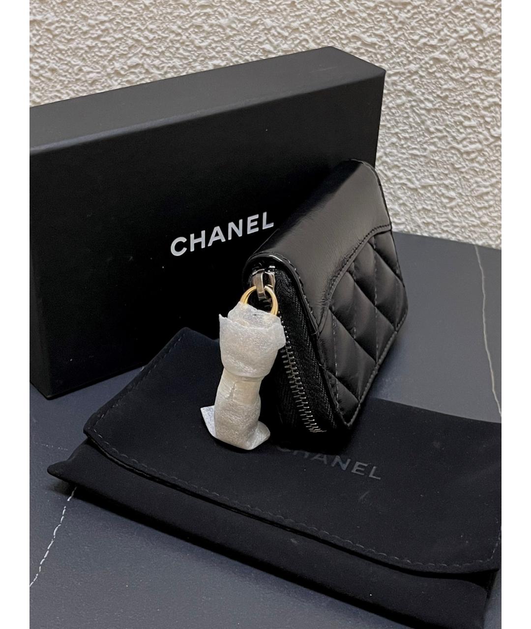 CHANEL Черный кожаный кошелек, фото 4