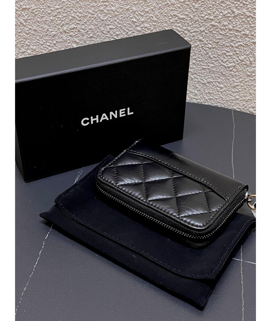 CHANEL Черный кожаный кошелек, фото 2