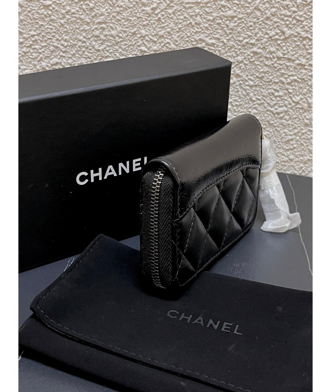 CHANEL Черный кожаный кошелек, фото 3