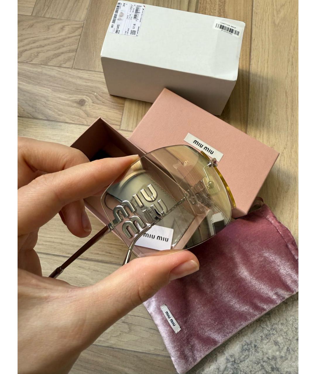 MIU MIU Серебряные металлические солнцезащитные очки, фото 4