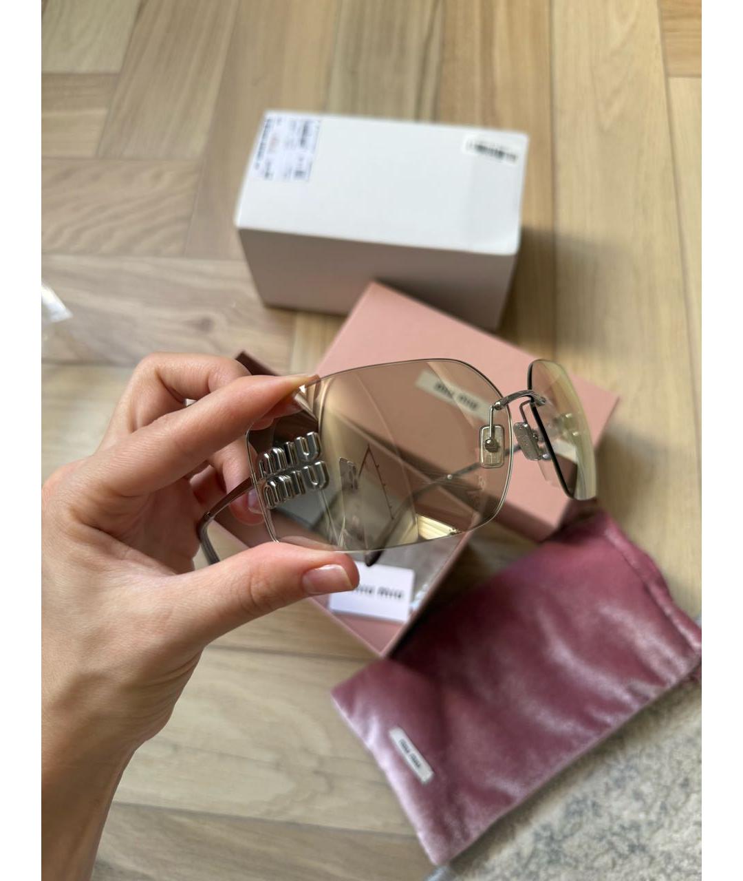 MIU MIU Серебряные металлические солнцезащитные очки, фото 5