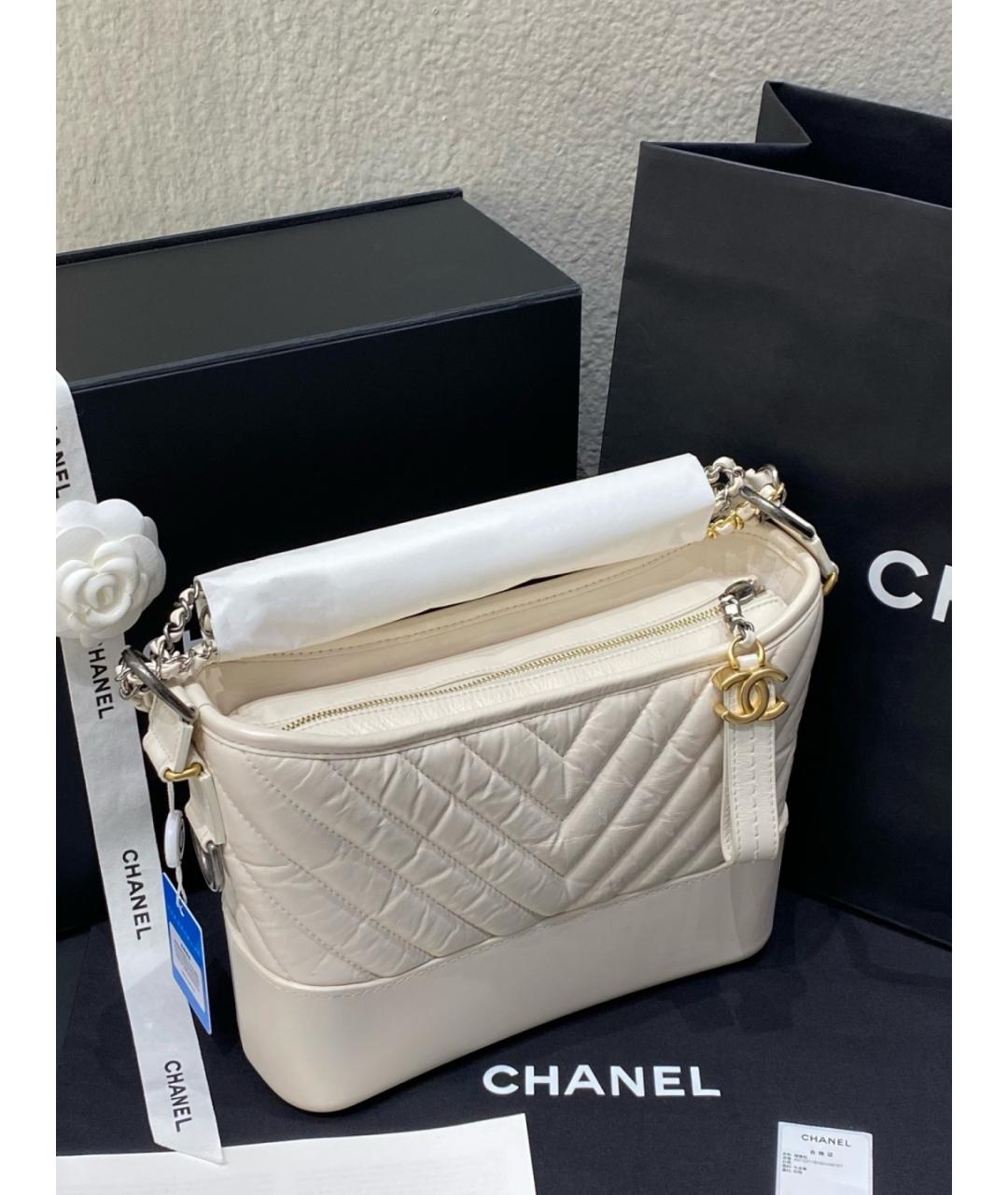 CHANEL Белая кожаная сумка через плечо, фото 4