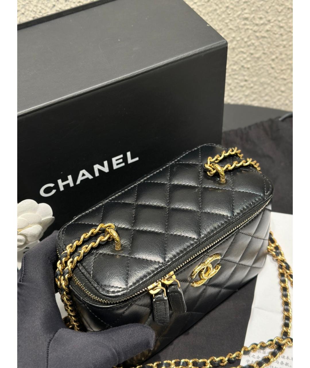 CHANEL Черная кожаная сумка через плечо, фото 6