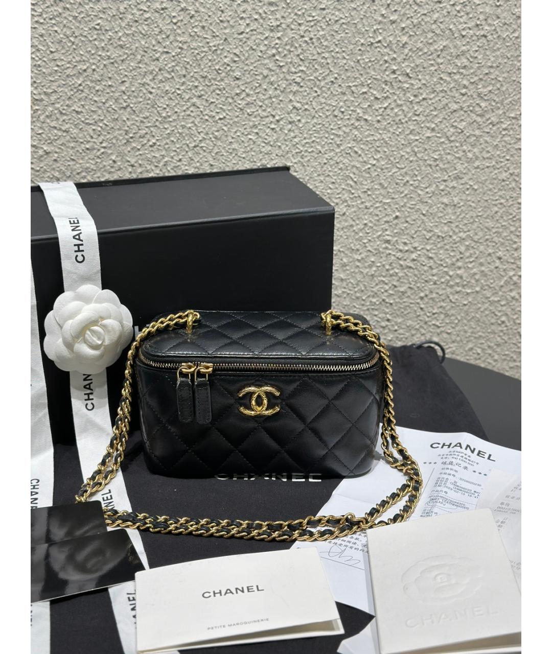CHANEL Черная кожаная сумка через плечо, фото 10