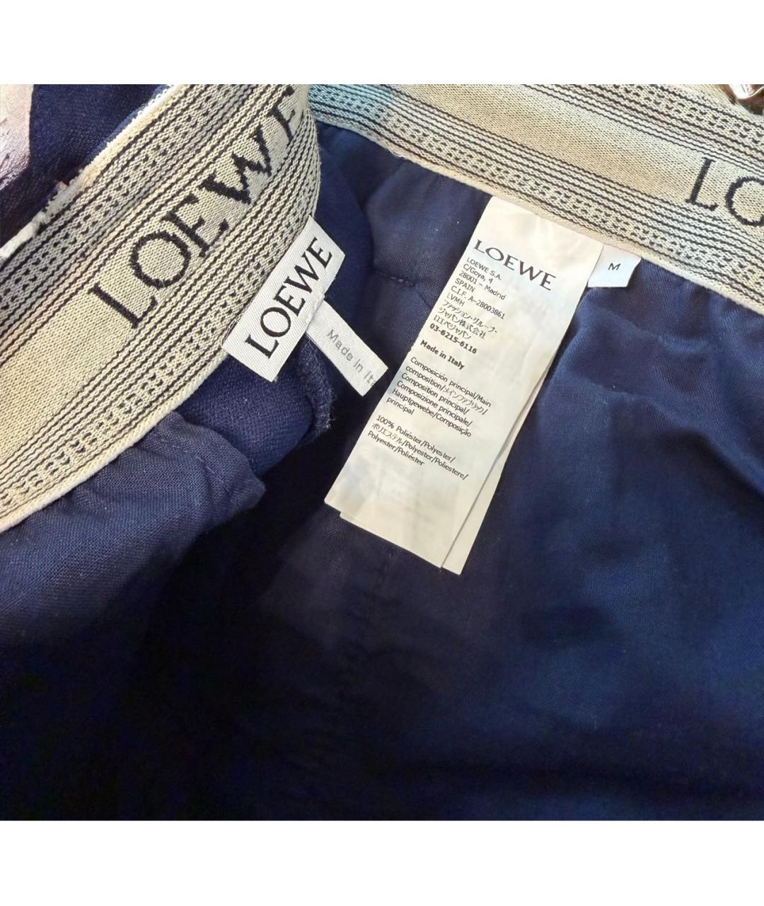 LOEWE Синие полиэстеровые прямые брюки, фото 3