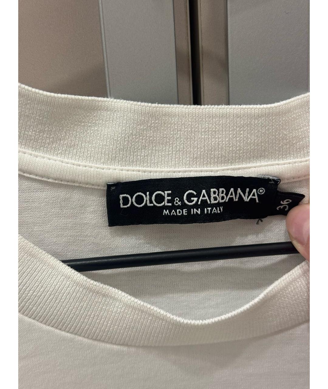 DOLCE&GABBANA Белая хлопковая футболка, фото 3