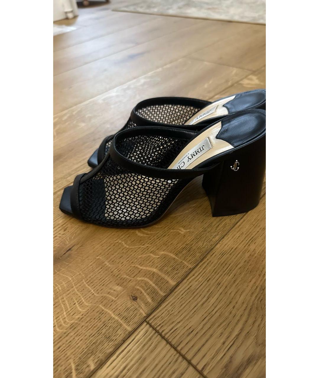 JIMMY CHOO Черные кожаные сабо, фото 4