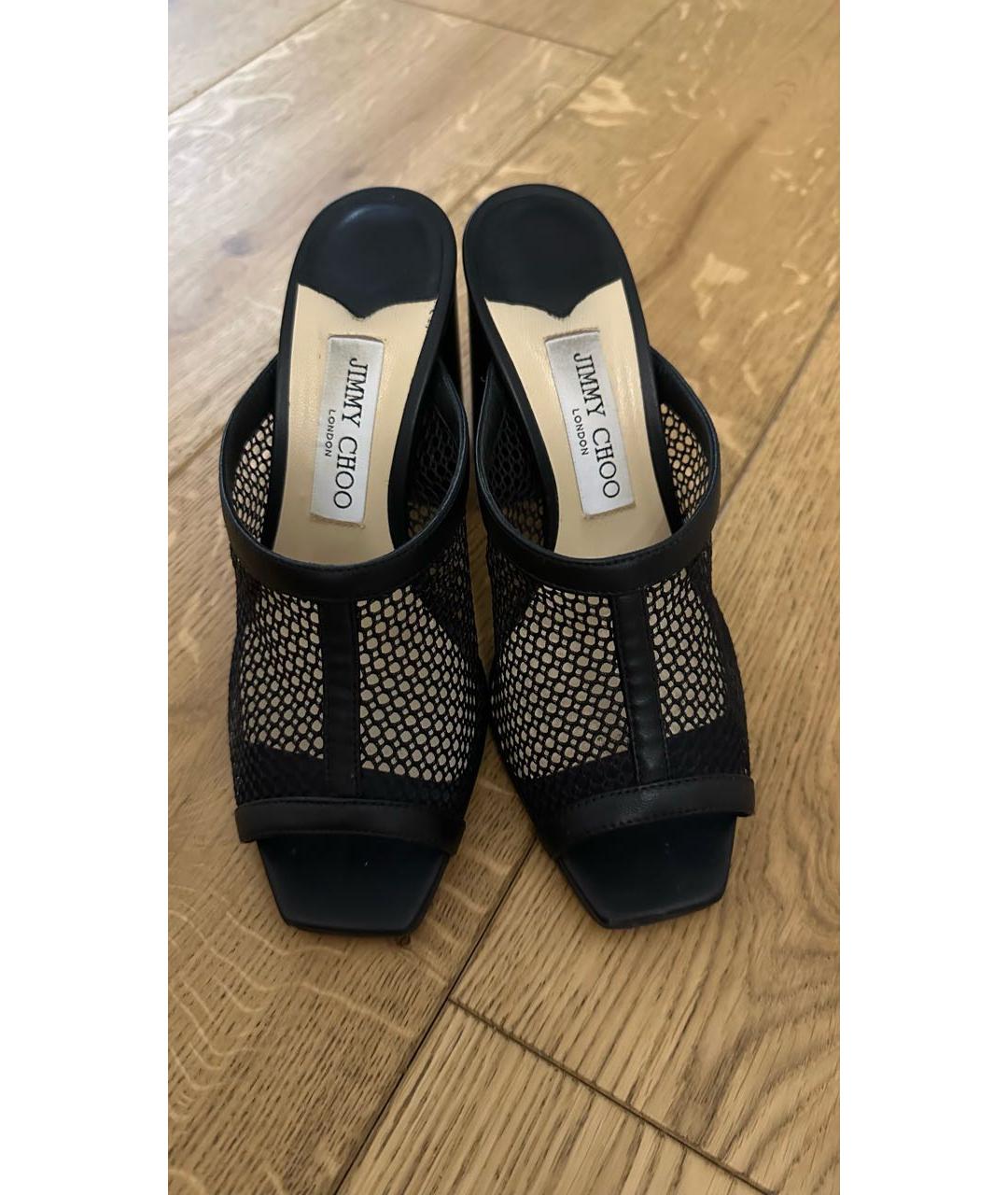 JIMMY CHOO Черные кожаные сабо, фото 2