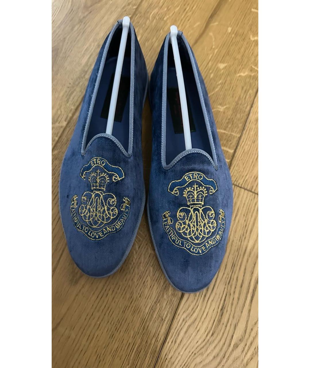 ETRO Голубые бархатные лоферы, фото 2