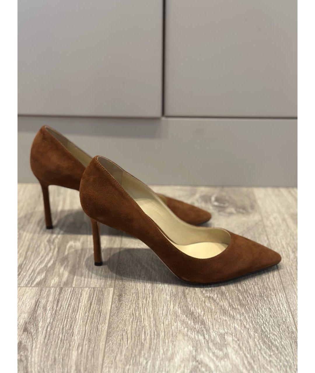 JIMMY CHOO Коричневые замшевые туфли, фото 8