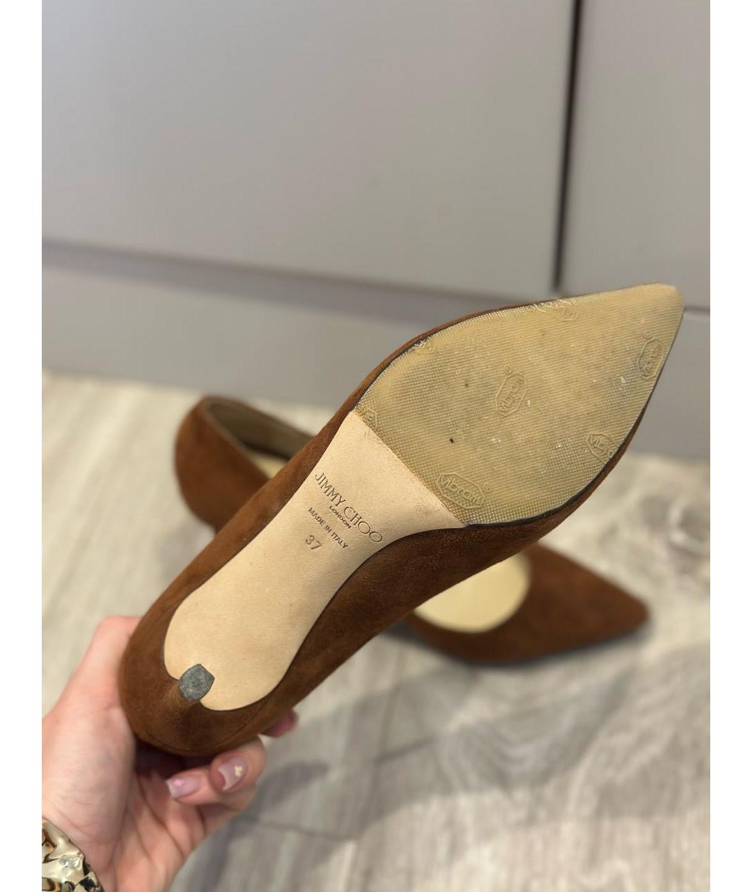 JIMMY CHOO Коричневые замшевые туфли, фото 6