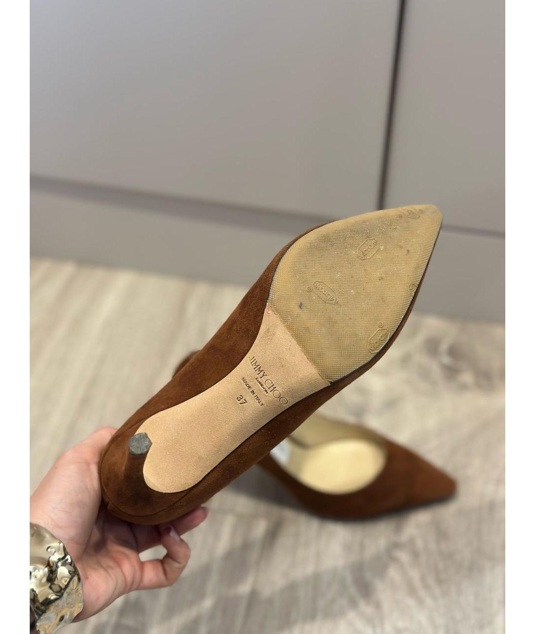 JIMMY CHOO Коричневые замшевые туфли, фото 7