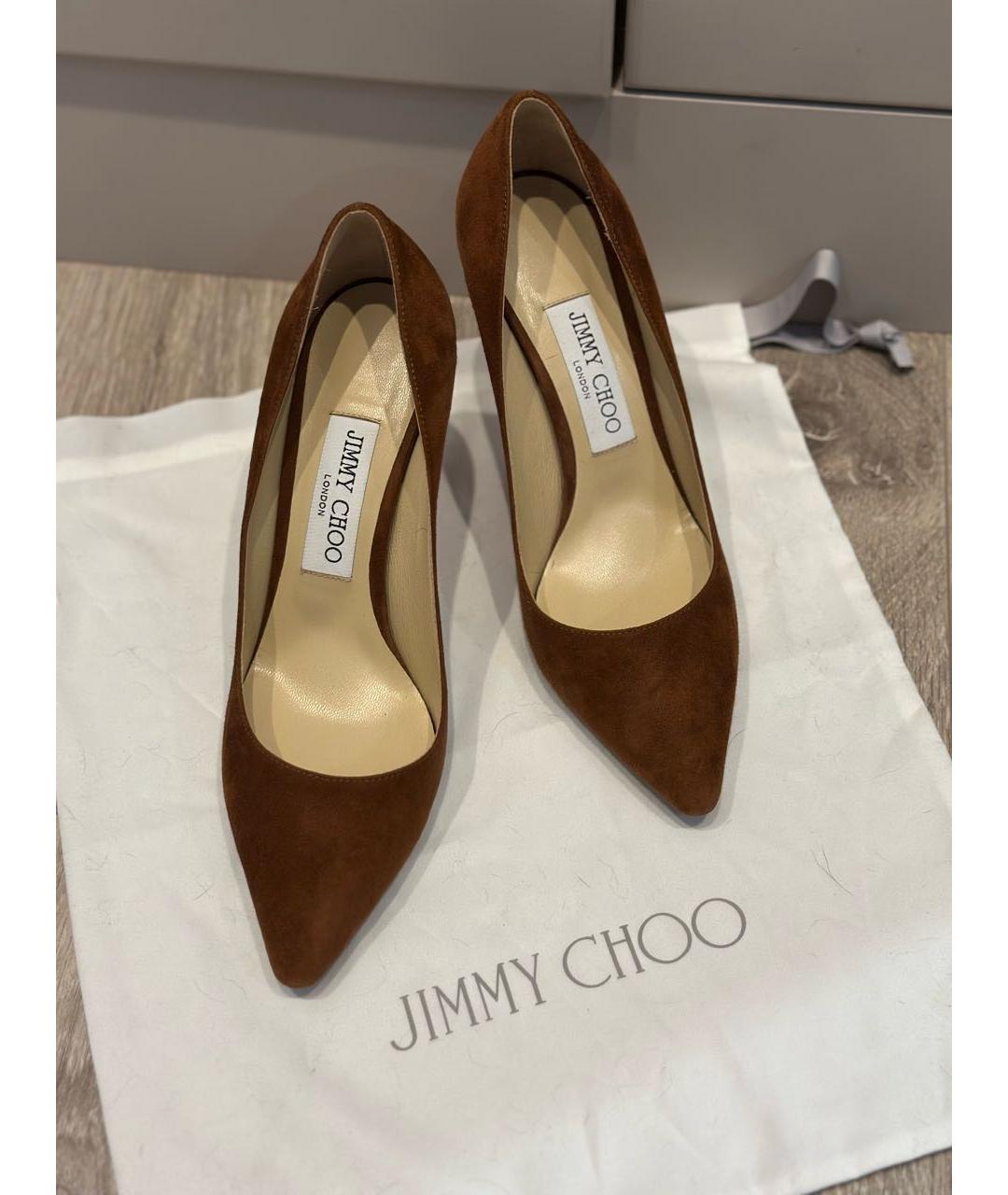 JIMMY CHOO Коричневые замшевые туфли, фото 3