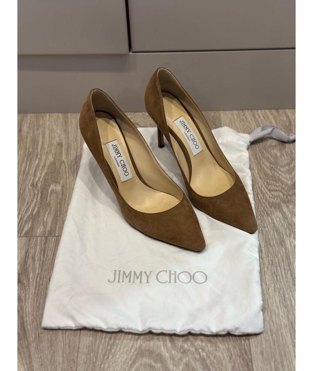 JIMMY CHOO Коричневые замшевые туфли, фото 2