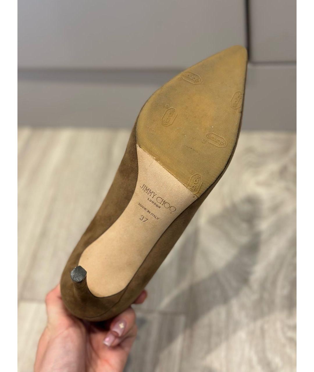 JIMMY CHOO Коричневые замшевые туфли, фото 4