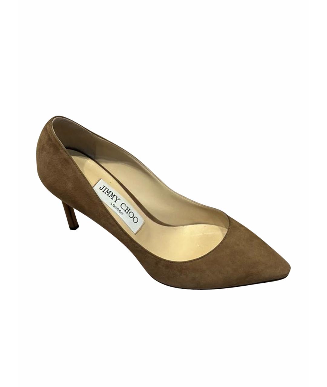 JIMMY CHOO Коричневые замшевые туфли, фото 6
