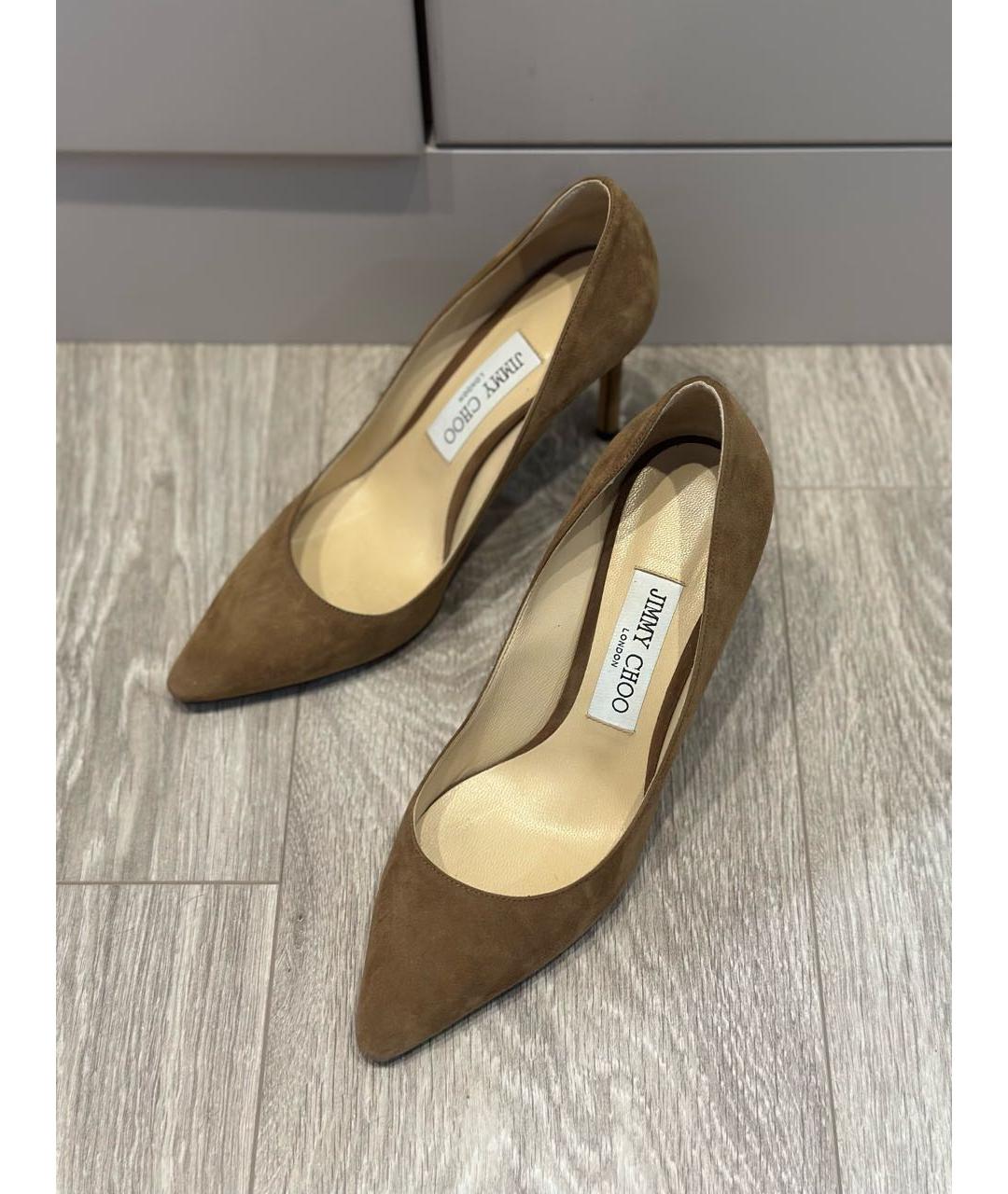 JIMMY CHOO Коричневые замшевые туфли, фото 3