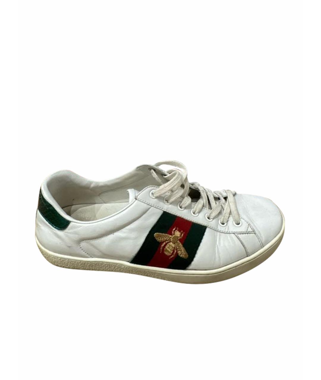 GUCCI Белые кожаные низкие кроссовки / кеды, фото 1