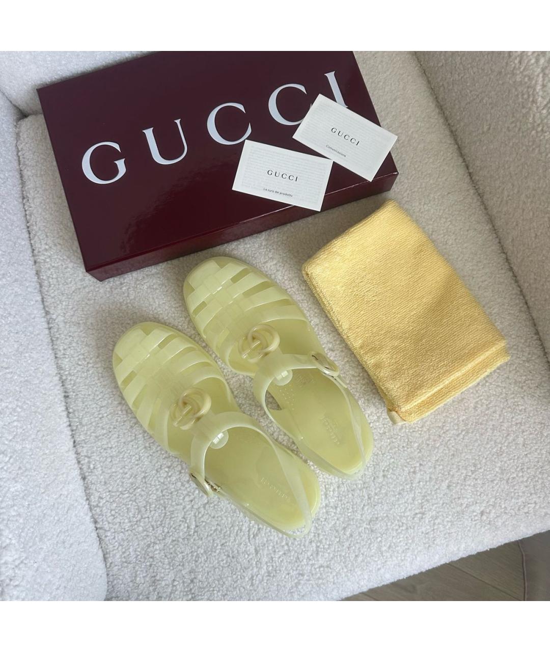 GUCCI Желтые сандалии, фото 7