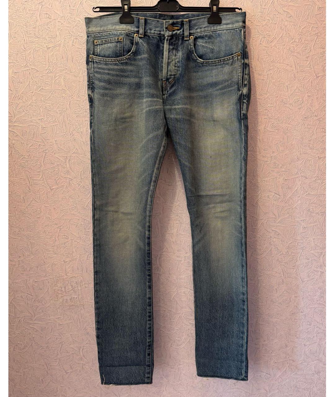 SAINT LAURENT Синие хлопковые джинсы скинни, фото 4