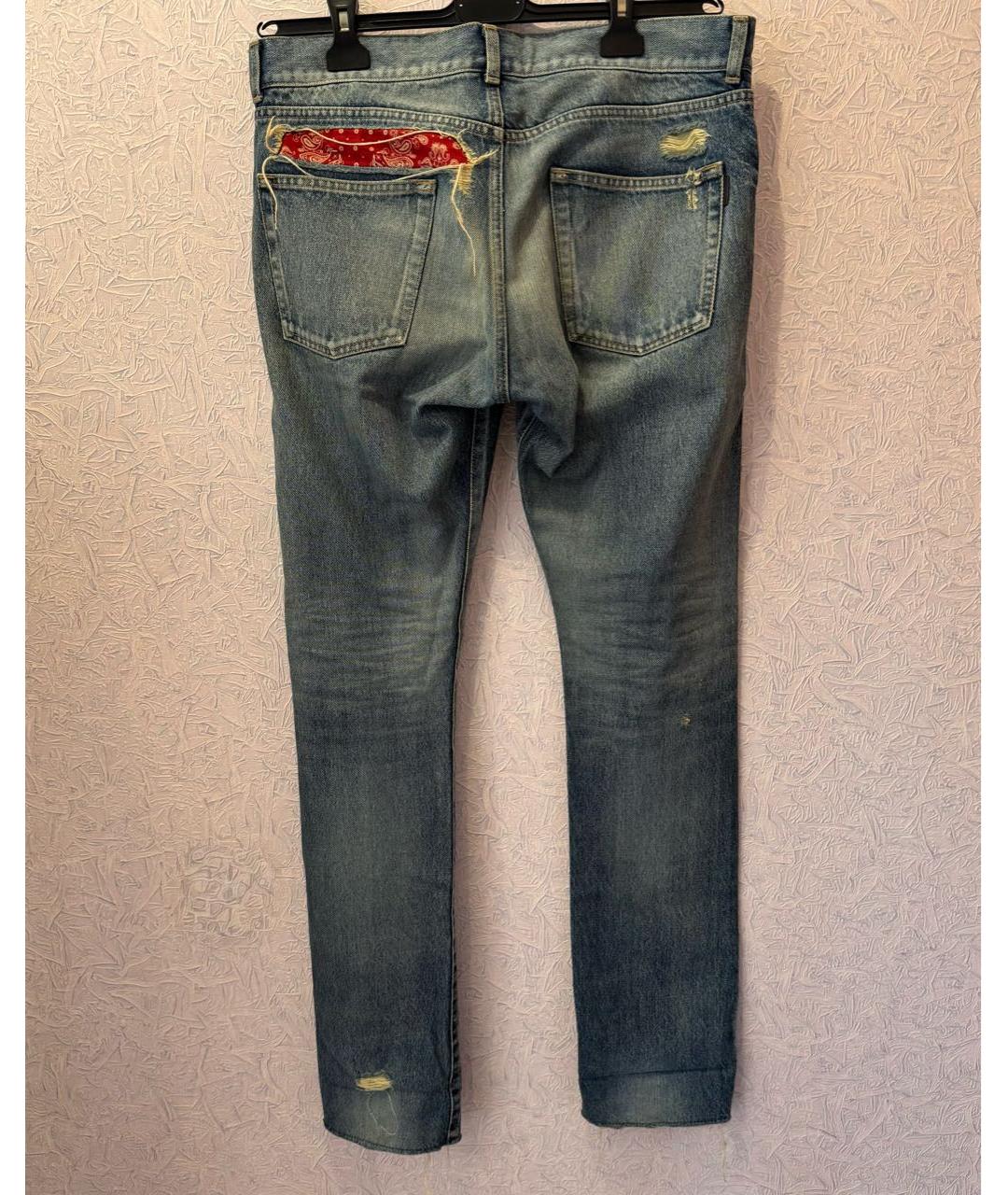 SAINT LAURENT Синие хлопковые джинсы скинни, фото 2