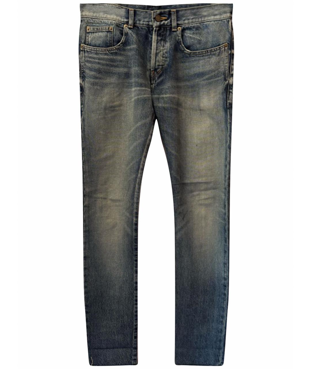SAINT LAURENT Синие хлопковые джинсы скинни, фото 1