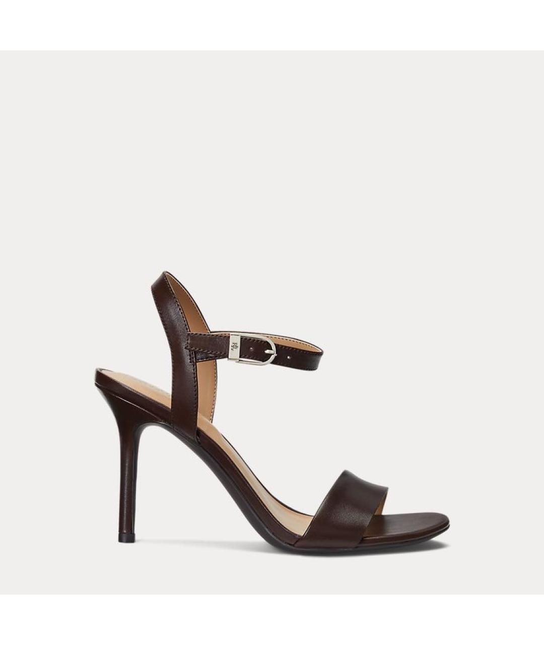 RALPH LAUREN Черные кожаные босоножки, фото 9