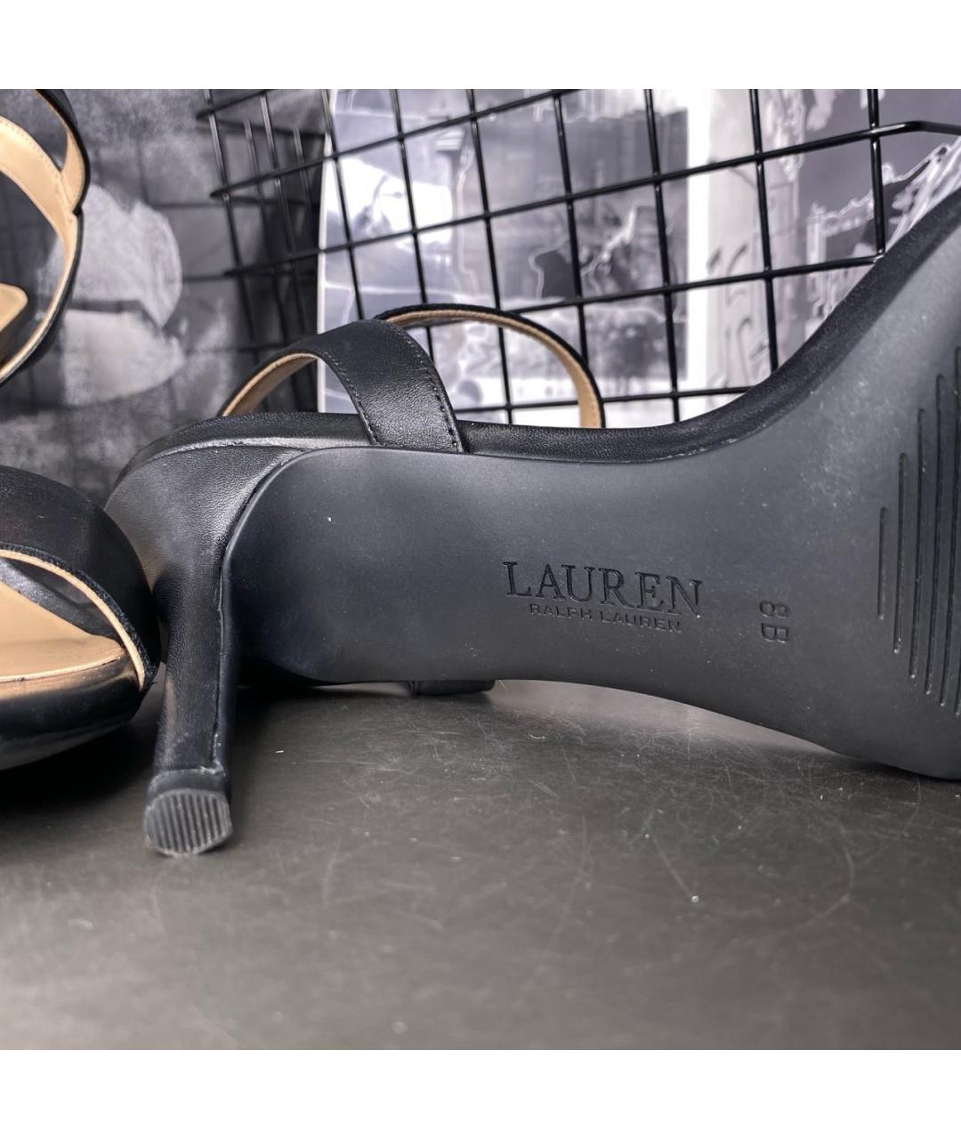 RALPH LAUREN Черные кожаные босоножки, фото 8