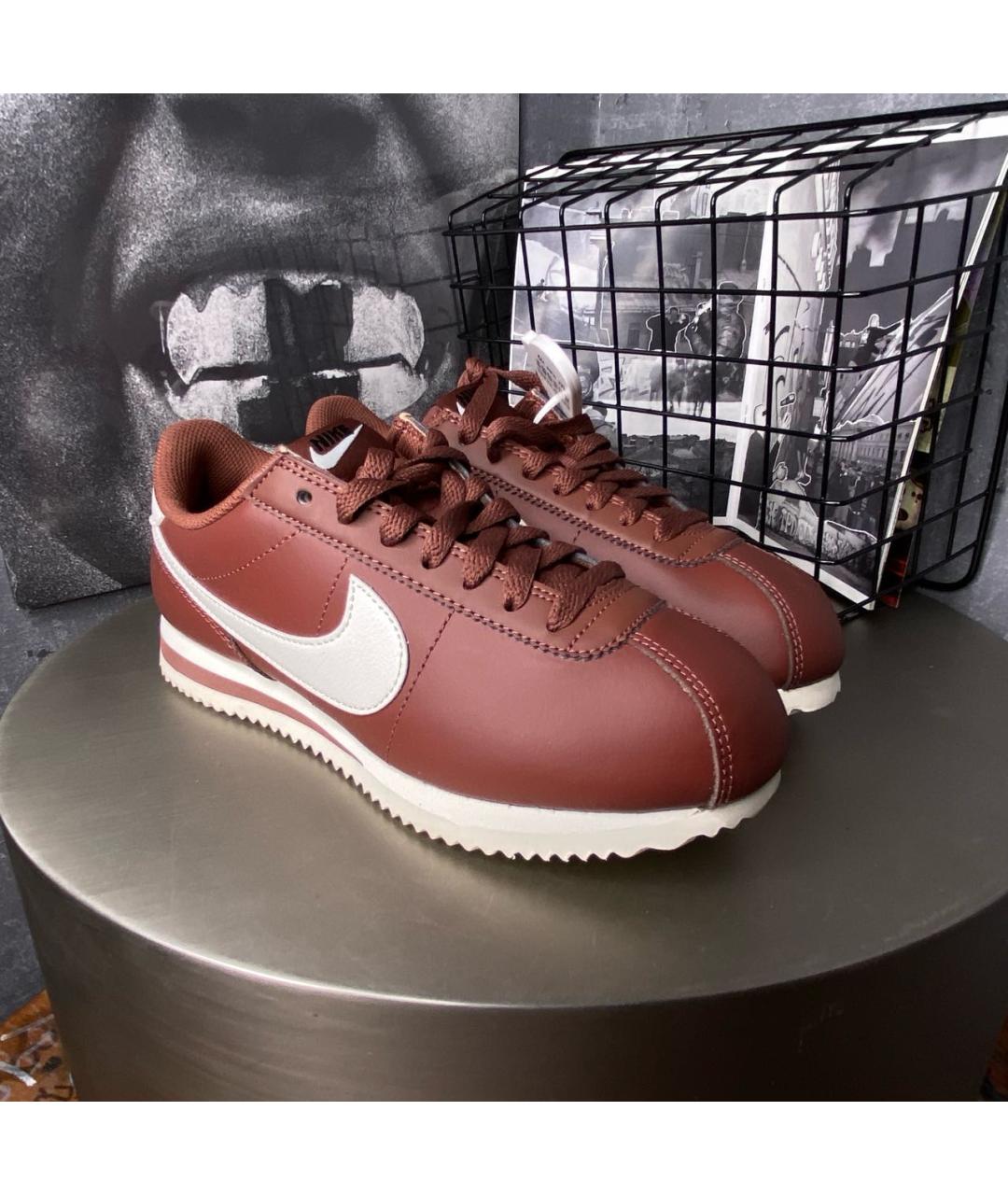 NIKE Бордовые кроссовки из искусственной кожи, фото 3