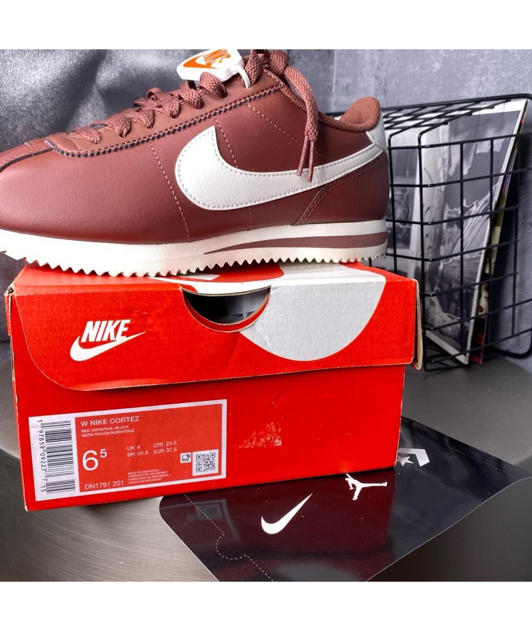 NIKE Бордовые кроссовки из искусственной кожи, фото 8