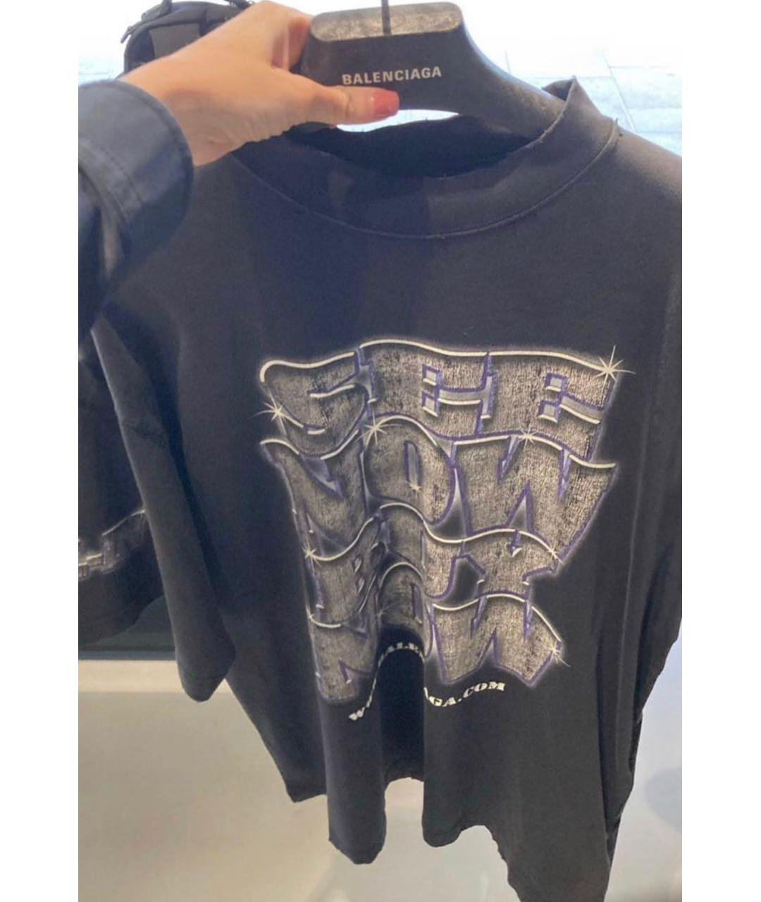 BALENCIAGA Черная хлопковая футболка, фото 3