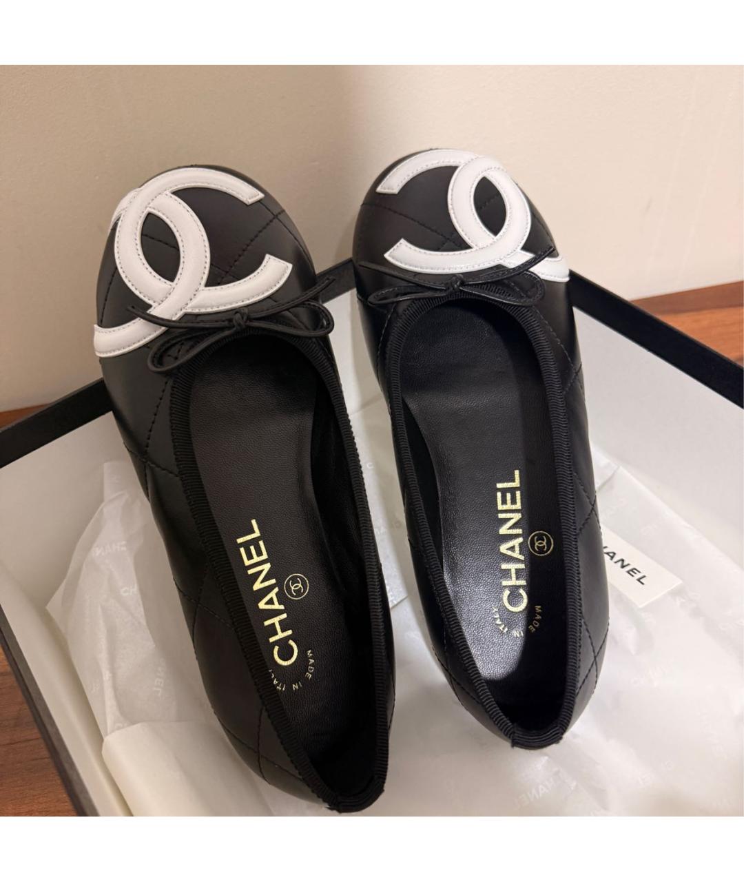 CHANEL Черные кожаные балетки, фото 6