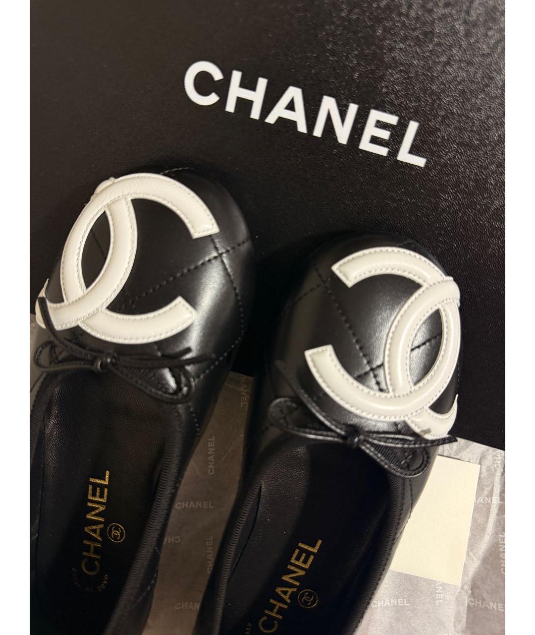 CHANEL Черные кожаные балетки, фото 5