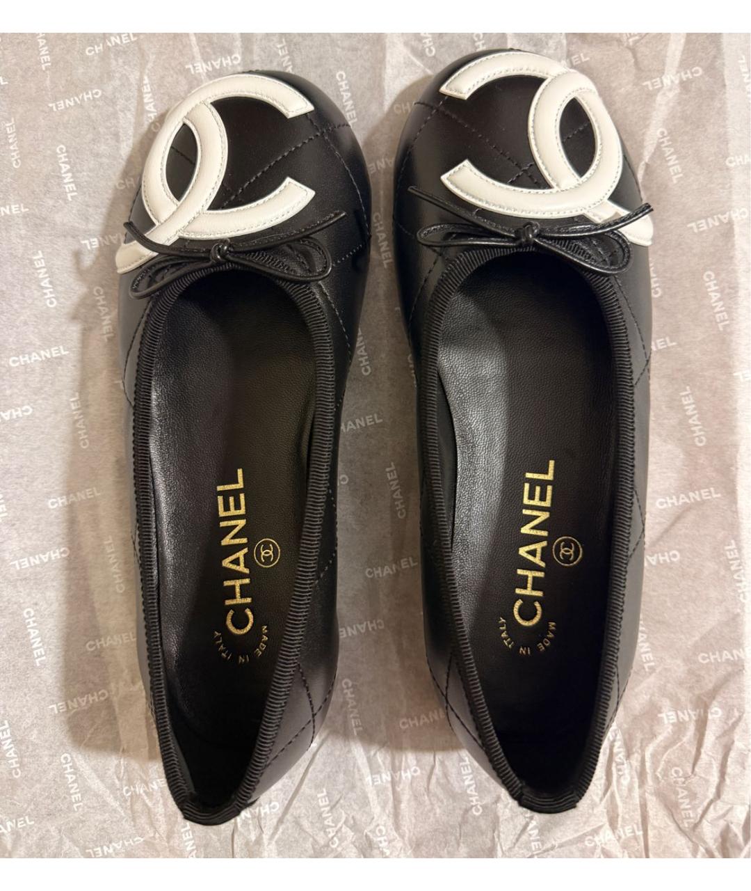 CHANEL Черные кожаные балетки, фото 2