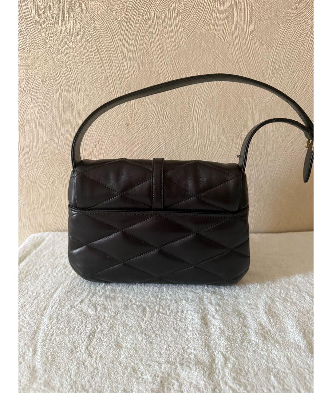 SAINT LAURENT Черная кожаная сумка с короткими ручками, фото 5