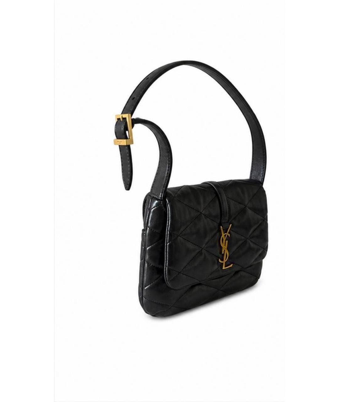 SAINT LAURENT Черная кожаная сумка с короткими ручками, фото 2