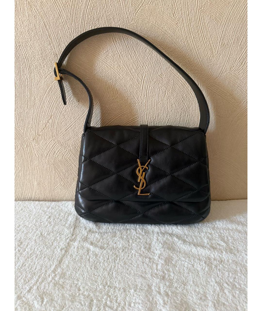 SAINT LAURENT Черная кожаная сумка с короткими ручками, фото 7
