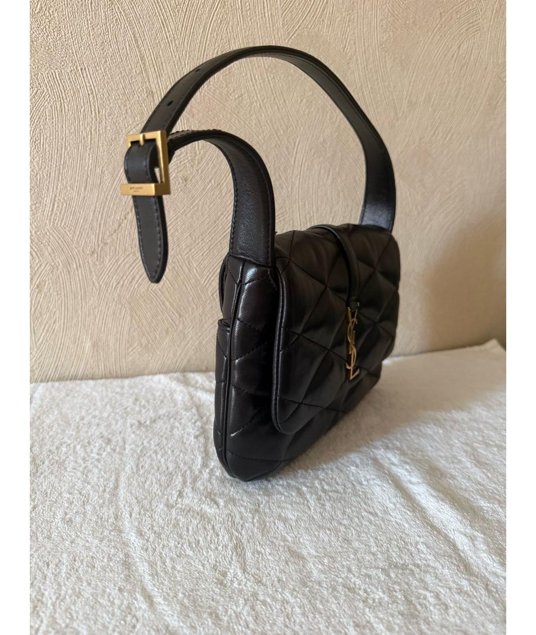 SAINT LAURENT Черная кожаная сумка с короткими ручками, фото 6