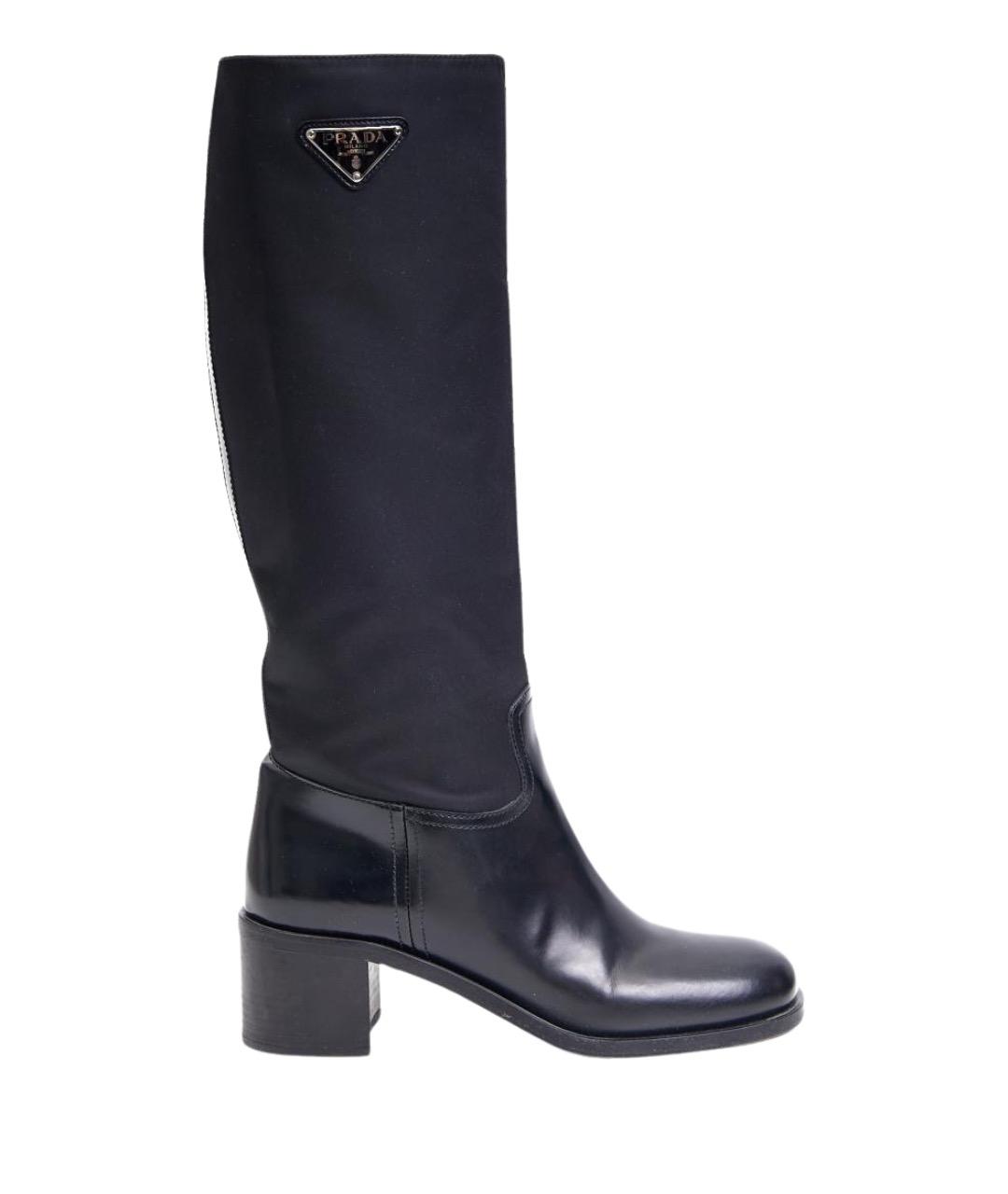 PRADA Черные кожаные сапоги, фото 1