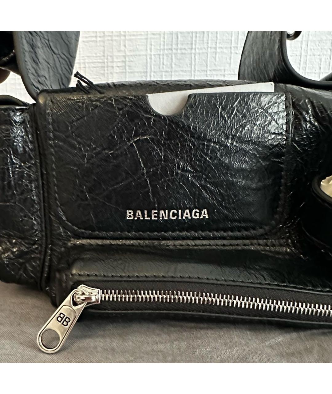 BALENCIAGA Черная кожаная сумка на плечо, фото 4