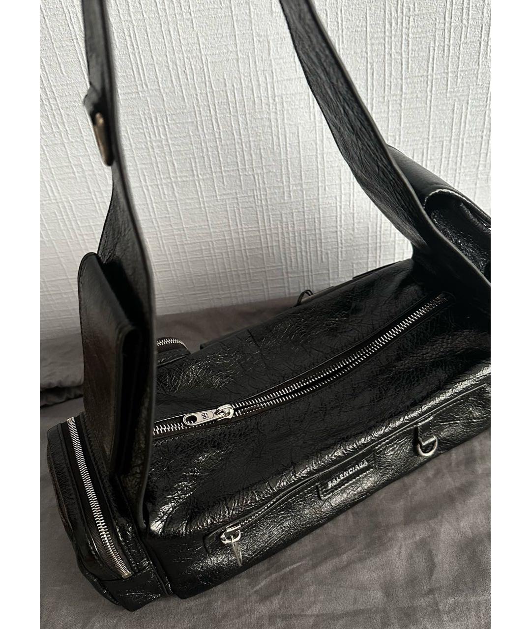 BALENCIAGA Черная кожаная сумка на плечо, фото 3