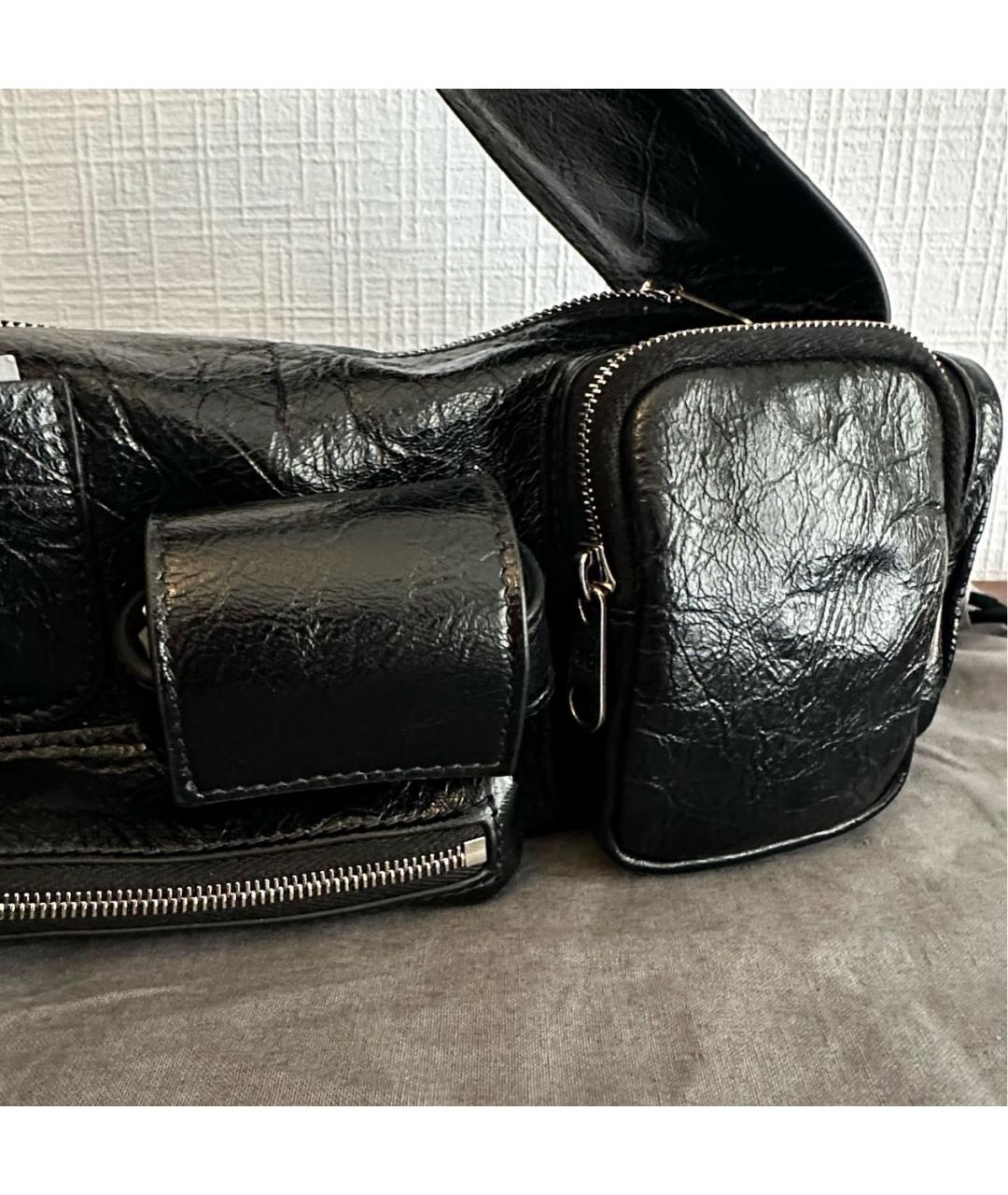 BALENCIAGA Черная кожаная сумка на плечо, фото 5