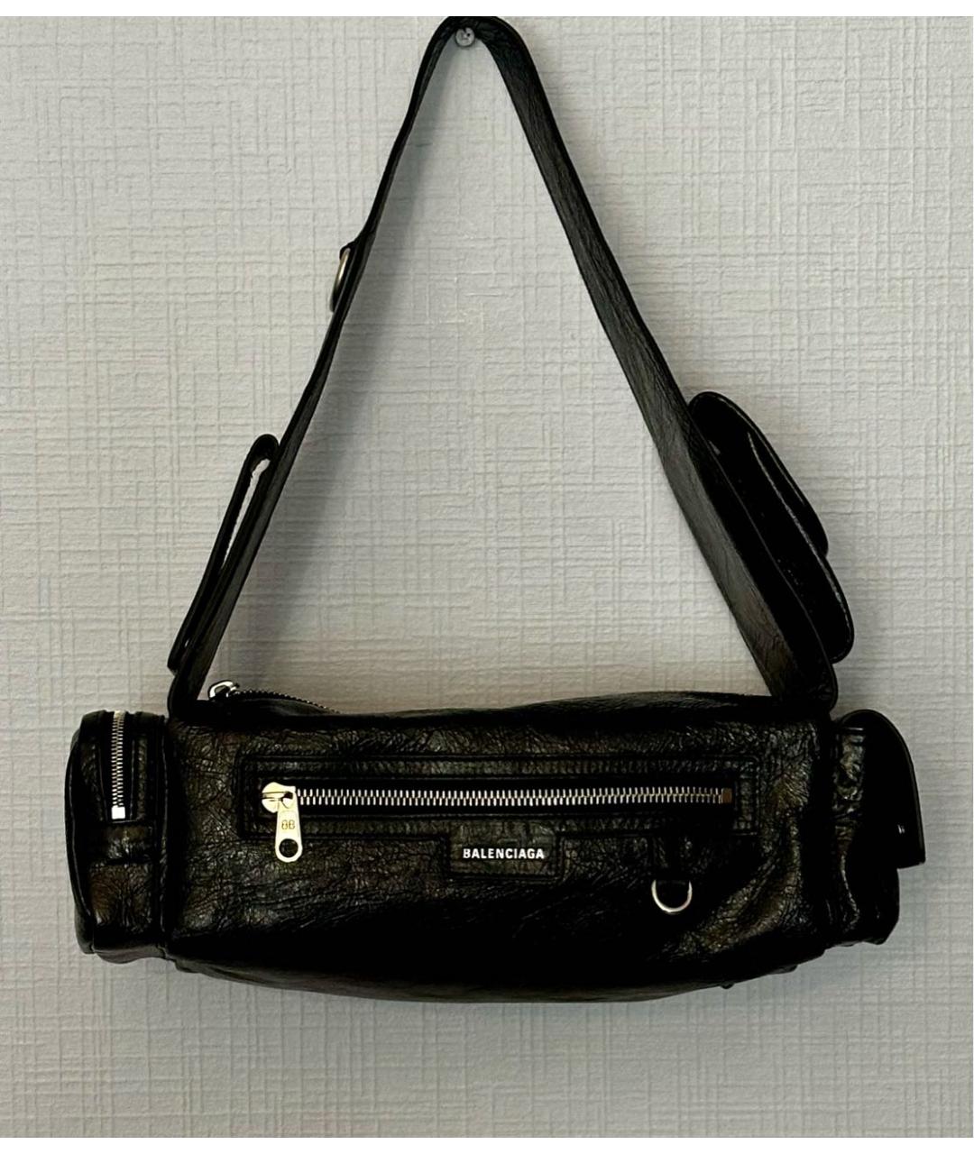 BALENCIAGA Черная кожаная сумка на плечо, фото 2