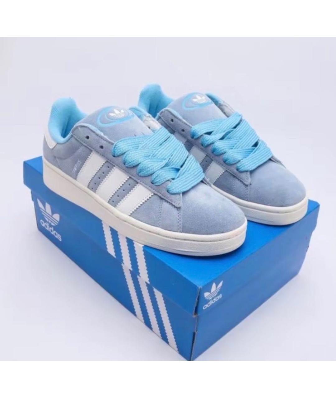 ADIDAS Голубые замшевые кроссовки, фото 2